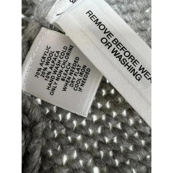 Ann Taylor Loft Gray Half Sleeve Short Cable chun Knit Sweater Wool Alpaca SMALL - Picture 5 of 7